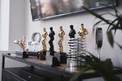 Awards in Chrome Productions meeting room, London office